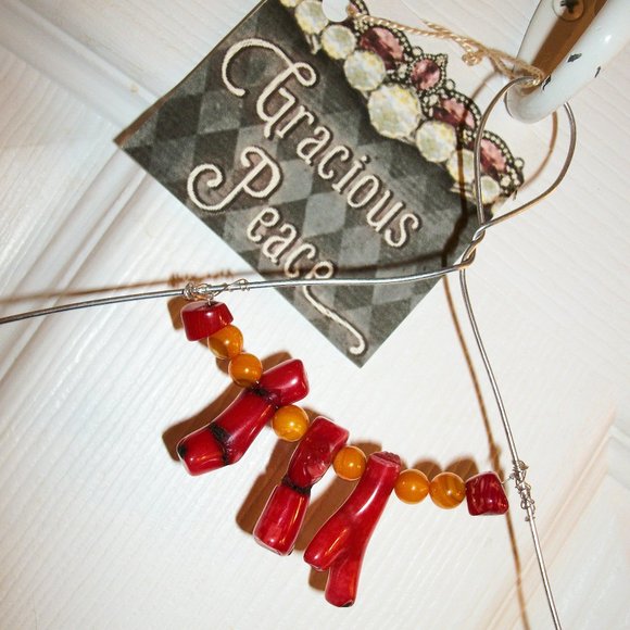 Handmade OOAK Garden Hummingbird Perch Swing Coral & Stone Wire Tree Branch 8X9 - Picture 3 of 5